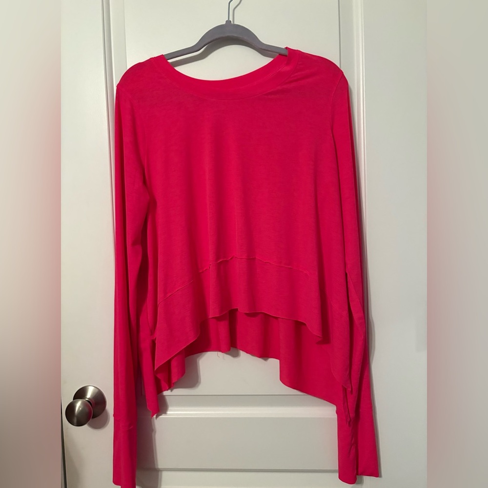 FP Movement by Free People Bright Pink Asymmetrical Long Sleeve Top